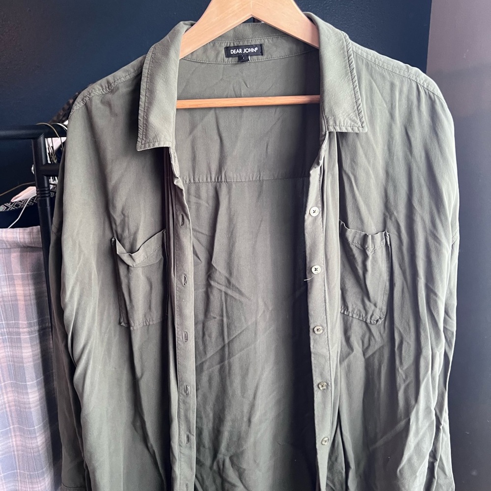Dear John Olive Green Button Down Shirt